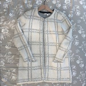 Spring Sweater! Fuzzy white sweater light overcoat